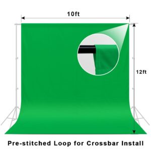 10X12ft Green Screen Backdrop for Photography, LCUIRC Chromakey Polyester Collapsible Greenscreen Background for Streaming, Photography, Zoom Meeting, Video Editing, Podcasting