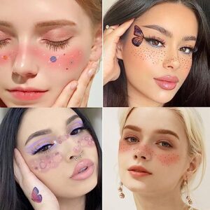 Tazimi Sweet Face Tattoos for Girls Women-8 Sheets Freckle Tattoos -6 Sheets Glitter Butterfly Temporary Tattoos for Halloween Parties Festival Makeup Rave Accessories Face Tattoos Sticker