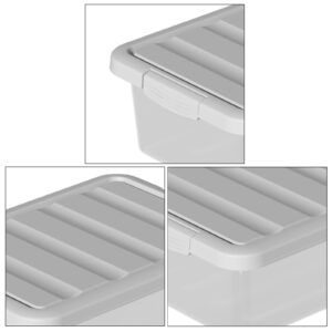 Buyitt 14 Quart Plastic Clear Storage Bin, Stackable Latching Box with Grey Lid, 2 Packs