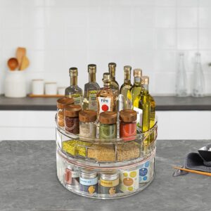 2-Tier Lazy Susan Organizer for Kitchen, Turntable Spice Rack Organizer for Kitchen Cabinet with 4 Sealed Seasoning Boxes and 4 Small Spoons,Rotating Spice Racks for Pantry, Cabinet,Cupboard,Table.