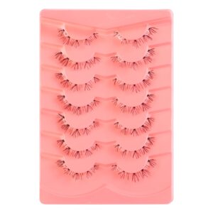 outopen 7 Pairs Bottom Lashes Clear Band Wispy Natural Look Lashes Japanese Manga Style Spiky Anime Lower Lashes Dramatic DIY Cosplay Bottom Eyelashes Reusable (A03)