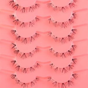 outopen 7 Pairs Bottom Lashes Clear Band Wispy Natural Look Lashes Japanese Manga Style Spiky Anime Lower Lashes Dramatic DIY Cosplay Bottom Eyelashes Reusable (A03)