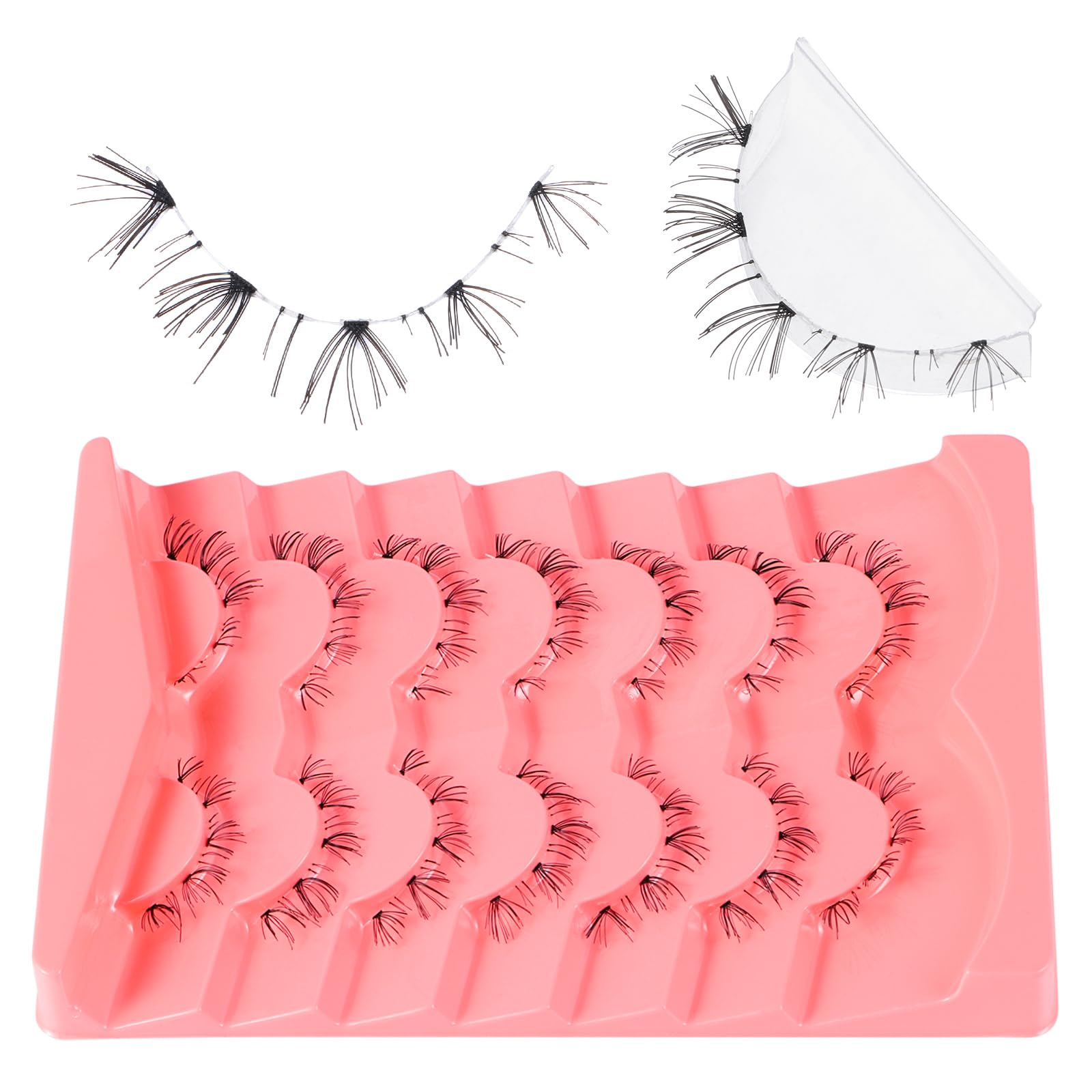 outopen 7 Pairs Bottom Lashes Clear Band Wispy Natural Look Lashes Japanese Manga Style Spiky Anime Lower Lashes Dramatic DIY Cosplay Bottom Eyelashes Reusable (A03)