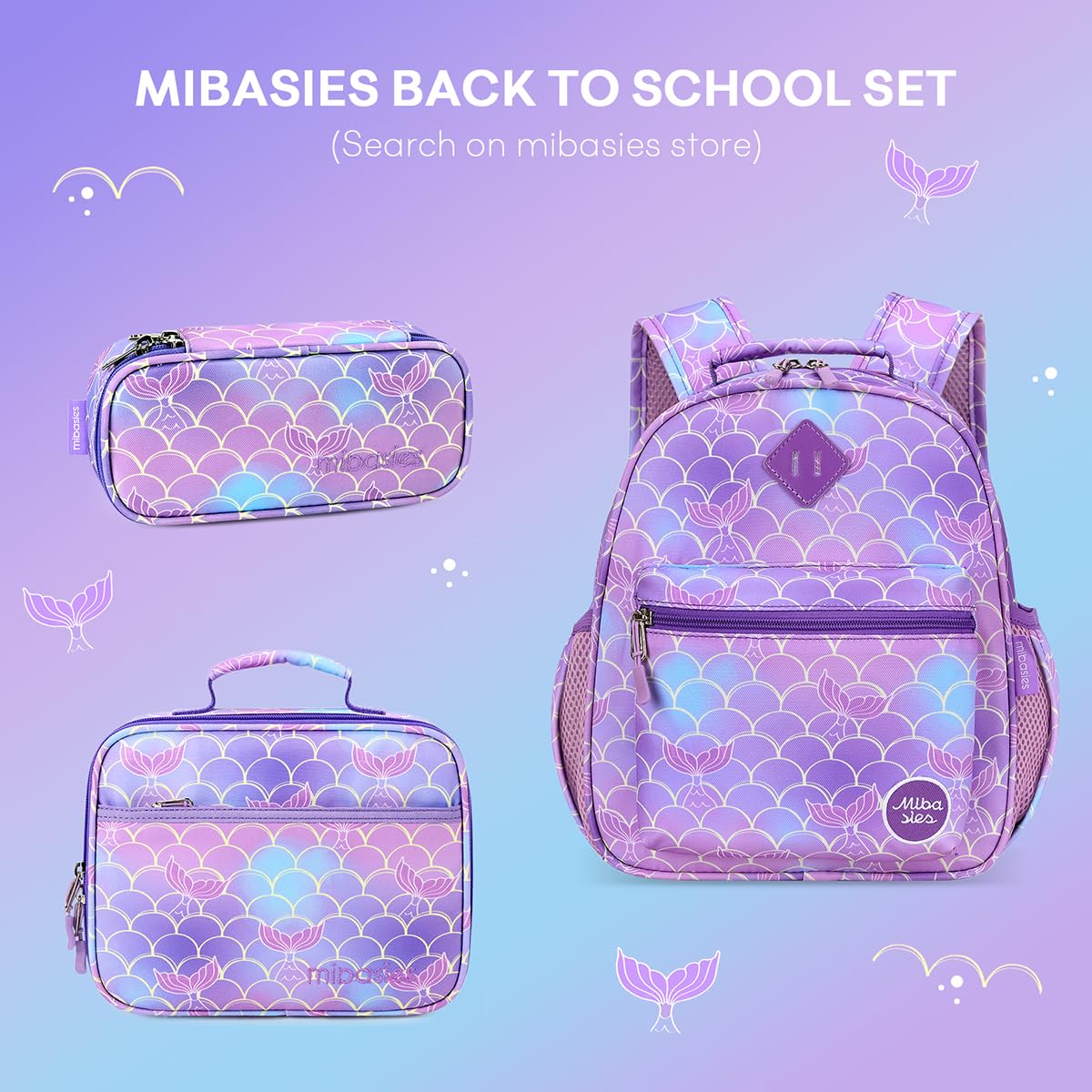 mibasies Toddler Backpack for Girls 2-4, Kindergarten Backpack for Girls, Mermaid Backpack for Preschool Daycare, Mini, Mermaid Tail