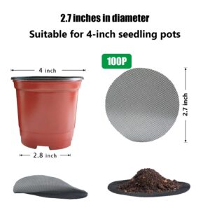 RooTrimmer 100 Pack 68MM, 2.7 inch Round Mesh Nets for Block Soil Leaking of 4 inch Nursery Pots(or Other Pots Bottom Around 2.7")