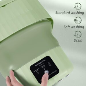 Portable Washing Machine,Mini Washing Machine,9L Large Capacity, with Drainage Basket,for Baby Clothes,Underwear or Small Items,Convenient and clean,Folding Deign, for Apartment or Travel,Green
