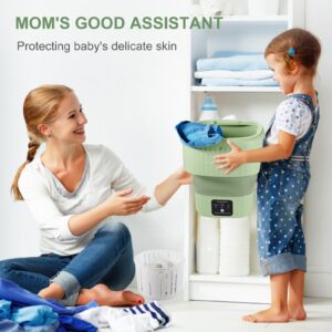 Portable Washing Machine,Mini Washing Machine,9L Large Capacity, with Drainage Basket,for Baby Clothes,Underwear or Small Items,Convenient and clean,Folding Deign, for Apartment or Travel,Green