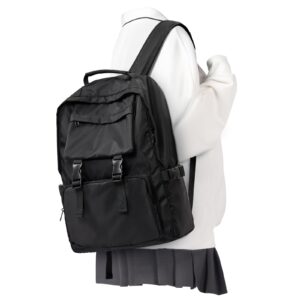 wepoet all black college backpack for women men casual daypack cute school backpack waterproof travel rucksack laptop backpack middle school bag for teen girls boys