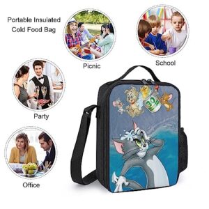 oqatdsn To.M And Je.Rry Backpack Teen Boys And Girls with Lunch Box Pencil Case 3 in 1