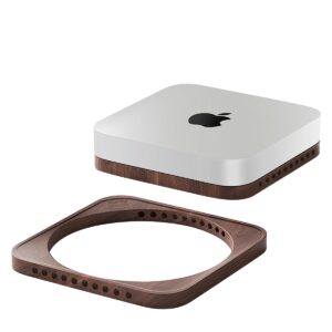hewyios black walnut desktop stand is suitable for mac mini and mac studio, and the heat dissipation and dust proof base is suitable for m1 m2 host accessories (second generation upgrade anti slip)