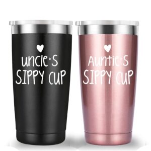 mamihlap uncle auntie travel mug tumbler.uncle & aunt gifts.gifts for uncle and auntie from nephew and niece.(20oz black&rose gold)