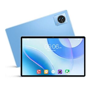FECAMOS Office Tablet, 8GB RAM 128GB ROM US Plug 100‑240V Dual Camera 10.1 Inch IPS Tablet PC COTA Core CPU for School (Blue)