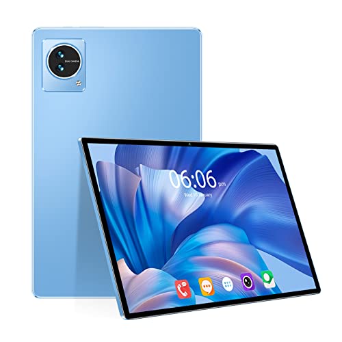 FECAMOS Office Tablet, 8GB RAM 128GB ROM US Plug 100‑240V Dual Camera 10.1 Inch IPS Tablet PC COTA Core CPU for School (Blue)