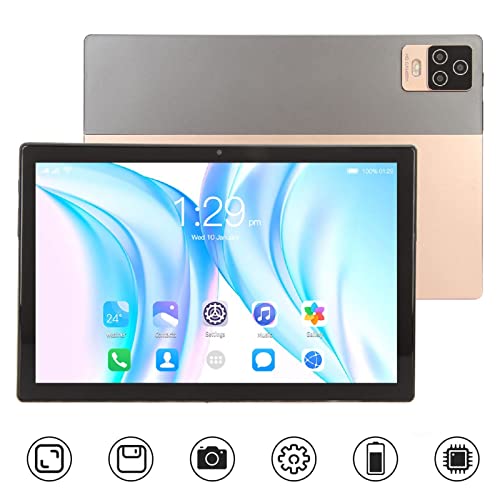 FECAMOS FHD Tablet, 5G WiFi 8 Core CPU Supports Fast Charging Dual Camera 100-240V 10.1 Inch Tablet for Watching (US Plug)