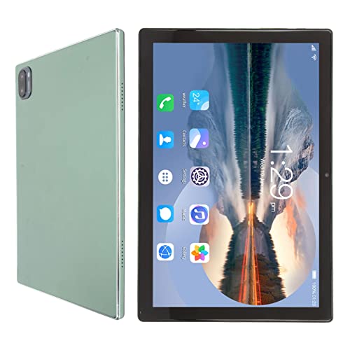 FECAMOS FHD Tablet, Dual Camera Green Supports Fast Charging 8 Core CPU 2 in 1 10.1 Inch Tablet 100-240V for Reading (US Plug)