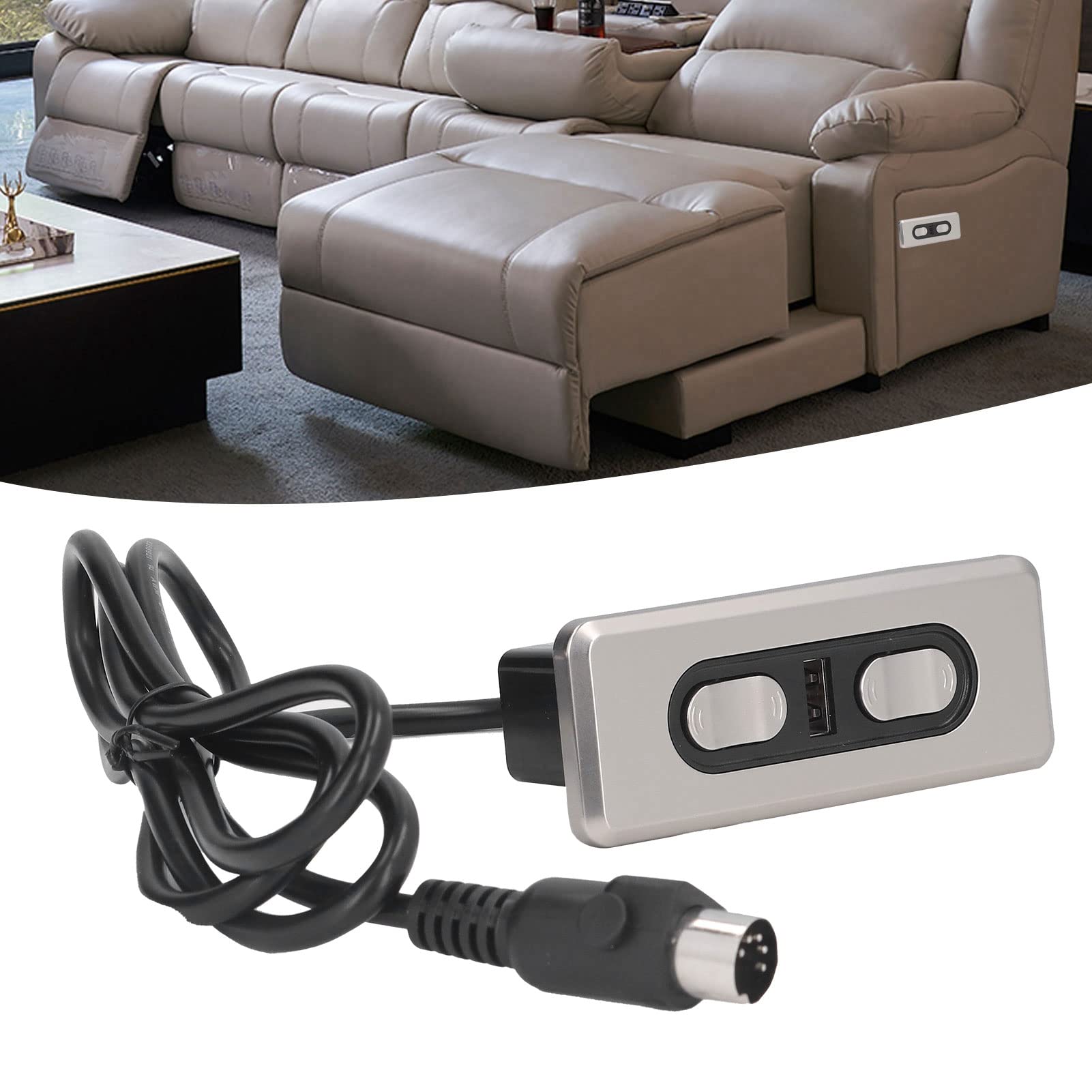 AYNEFY Electric Sofa Controller, Dual Motor Electric Sofa Controller Recliner Lift Controller with USB Charging Port Button Pin Lift Chair or Power Recliner Hand Control