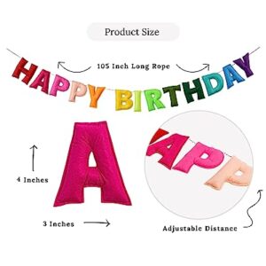 Happy Birthday Felt Fabric Garland | Rainbow Birthday Banner | Reusable Birthday Decoration | Colorful Festive Birthday Party Supply