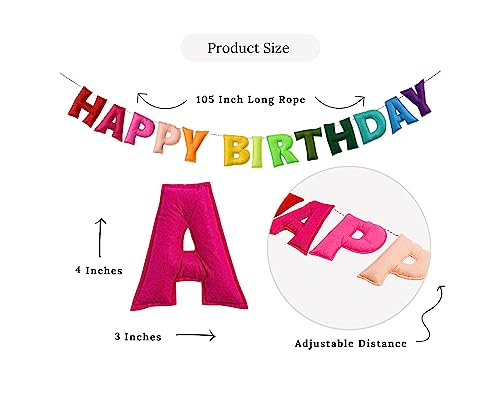 Happy Birthday Felt Fabric Garland | Rainbow Birthday Banner | Reusable Birthday Decoration | Colorful Festive Birthday Party Supply