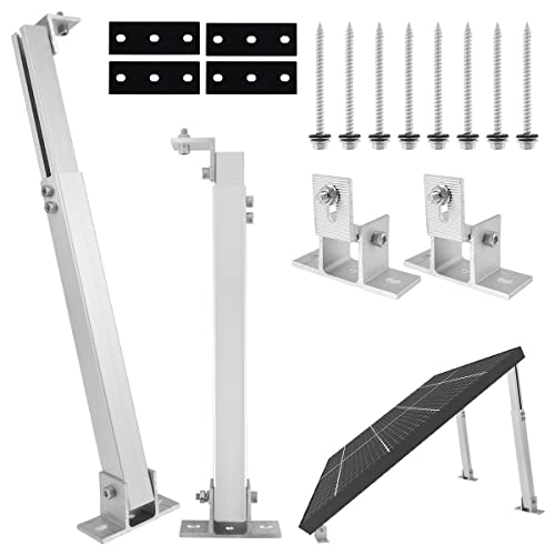 FUYGRCJ Solar Panel Mounting Brackets, Adjustable Solar Panel Tilt Bracket, Aluminum Alloy Solar Panel Mount Support Rack, Folding Tilt Leg Tilt Angle 15-30° for Off Grid Solar System