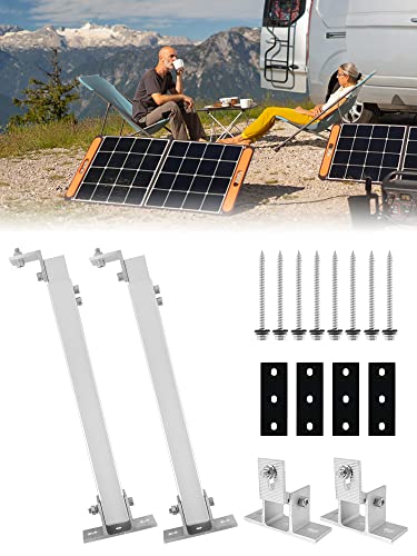 FUYGRCJ Solar Panel Mounting Brackets, Adjustable Solar Panel Tilt Bracket, Aluminum Alloy Solar Panel Mount Support Rack, Folding Tilt Leg Tilt Angle 15-30° for Off Grid Solar System