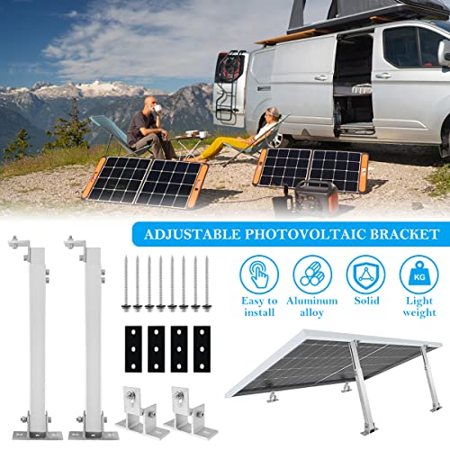 FUYGRCJ Solar Panel Mounting Brackets, Adjustable Solar Panel Tilt Bracket, Aluminum Alloy Solar Panel Mount Support Rack, Folding Tilt Leg Tilt Angle 15-30° for Off Grid Solar System