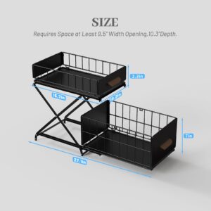 SweeTinytwo Adjustable Under Sink Organizer - 2 Tier Storage Rack with Height Adjustment, Bathroom Cabinet Storage Solution for Kitchen, Expandable Shelf for Under Sink Organization (40cm, white)