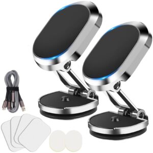 zhozho ultimate alloy folding magnetic car phone holder - 2pcs magnetic phone holder for car applies to most mobile phone models. 360° rotations. compact & refined temperature resistant!