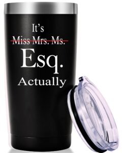 amzushome lawyer gifts travel tumbler.it's miss mrs. ms. esq. actually mug.law student attorney advocate lawyer graduation school gift for men women friends coworker(20oz black)