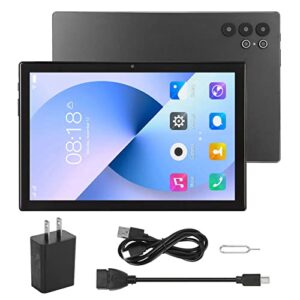 FECAMOS Intelligent Tablet, 10inch Tablet 100-240V US Plug Dual Speaker WiFi 128GB ROM 8 Core MT6753 CPU for Family (Black)