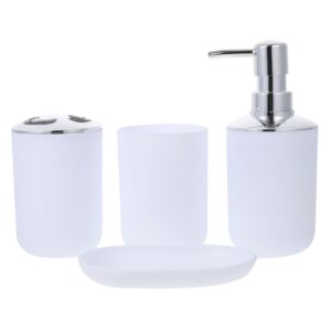 beavorty vanity countertop accessory 1 set bathroom set plating dress up white shampoo apothecary storage jar