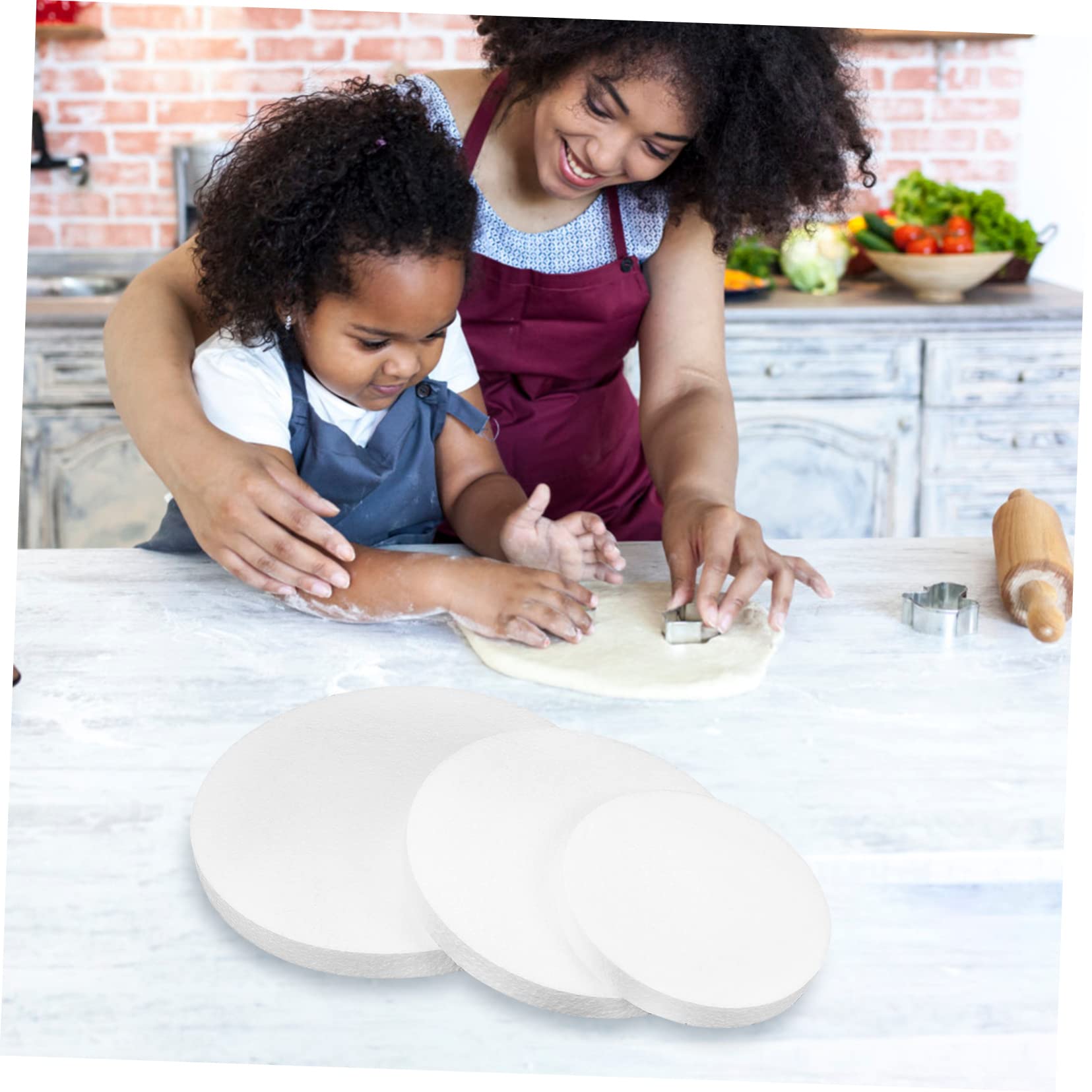 DOITOOL 3pcs Foam Cake Base White Cake Drum Wedding Cake Base Cake Circles Edible Wafer Paper Circle Cake Round Cake Boards Circle Tray Cupcake Foams Cake Plate Sculpture Artificial