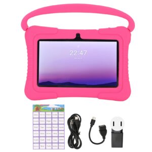 KUIDAMOS Kids Tablet, 110-240V 1024x600 Quad Core Processor Dual Camera HD Tablet with Protective Cover for Learning for Android 10 (US Plug)