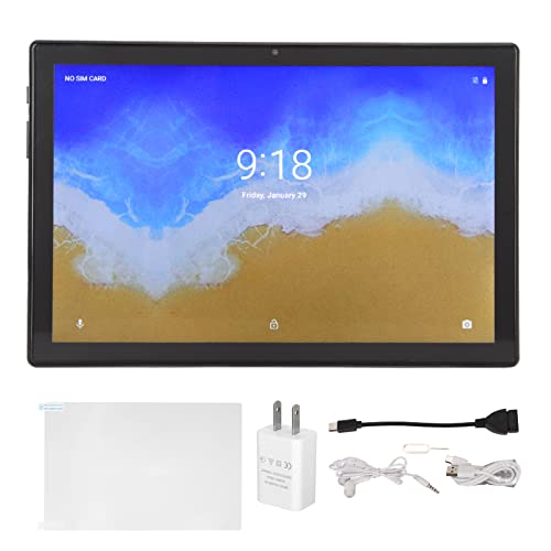 FECAMOS Gaming Tablet, Dual Camera Octa Core CPU 6GB RAM 64GB ROM Tablet PC 10.1 Inch US Plug 100‑240V for Travel (Light Blue)