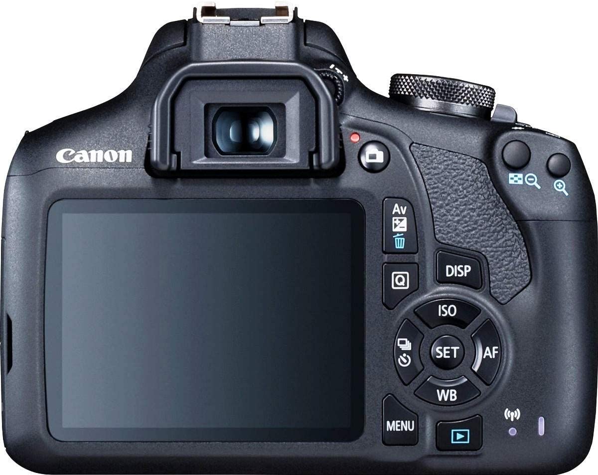 Canon EOS 2000D (Rebel T7) DSLR Camera w/Canon EF-S 18-55mm F/3.5-5.6 Zoom Lens + 75-300mm III Lens 4 Lens Kit with 2X 64GB Memory Cards, 3 Piece Filter Kit, Extra Battery, Case, Flash + Pro Bundle