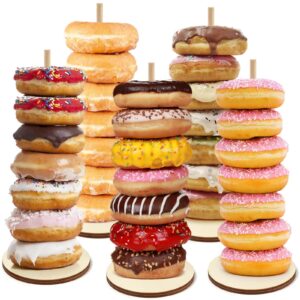 ygaohf 5 pcs reusable wooden donut stands for dessert table - detachable doughnut holder bagels display stand holder for wedding birthday christmas party supplies