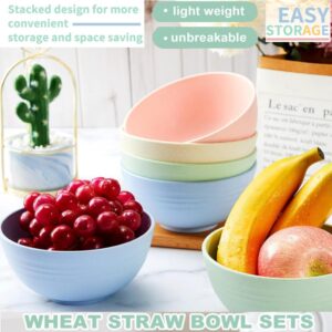 LRUUIDDE Unbreakable Cereal Bowls 24 oz - Reusable Wheat Straw Bowl - Dishwasher -Microwave Safe - Bamboo Kids Bowls Set, Soup Salad Rice Oatmeal Desserts- BPA Free, Eco-Friendly