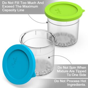 ARCOOLOR Containers Replacement for Ninja Creami Pints and Silicone Lid, 4 Pack, Compatible with NC299AMZ & NC300s Series Ice Cream Maker with E-Cookbook, Airtight & Dishwasher Safe (MIX1)