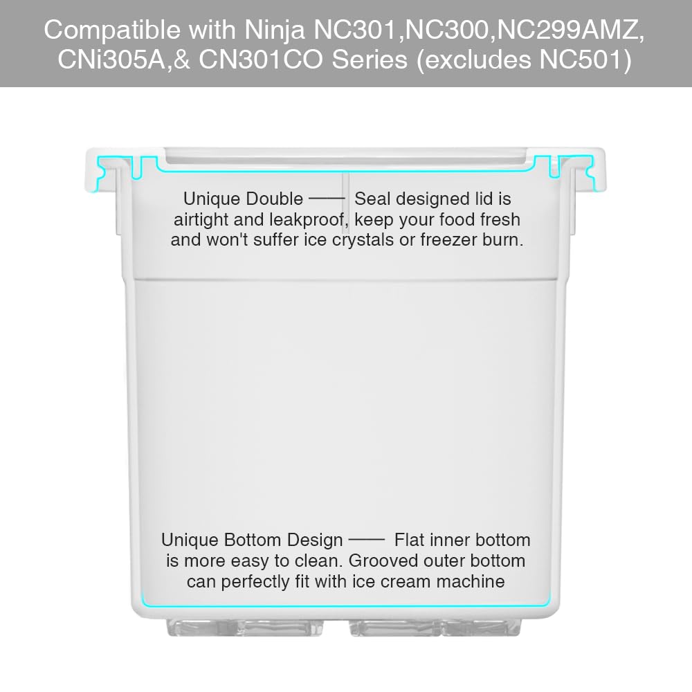 ARCOOLOR Containers Replacement for Ninja Creami Pints and Silicone Lid, 4 Pack, Compatible with NC299AMZ & NC300s Series Ice Cream Maker with E-Cookbook, Airtight & Dishwasher Safe (MIX1)