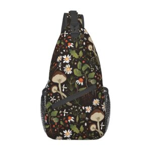 manqinf wild mushroom sling bag,multipurpose crossbody backpack shoulder chest bag for women men travel hiking daypack