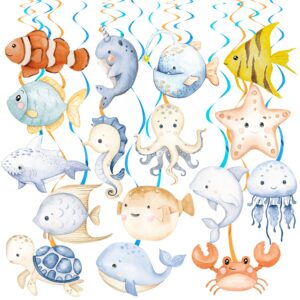 ocean animals hanging swirls 20pcs under the sea party hanging decorations marine animals party swirls ceiling ocean party decorations streamers for ocean sea theme baby shower supplies