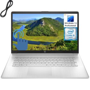 hp 2023 17 17.3" touchscreen hd+ business laptop computer, 12th gen intel 10-core i5-1235u (beat i7-1195g7), 32gb ddr4 ram, 1tb pcie ssd, wifi, bluetooth 5.0, silver, windows 11 pro, broag cable