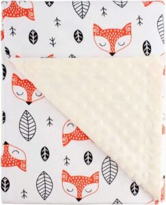 baby blanket with fox pattern, double layered with dotted backing, suitable for boys, girls, and unisex, perfect for baby cribs and receiving as newborn bed throws., 30x47 inch, forest fox