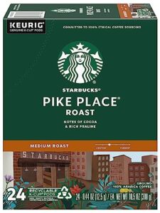 starbucks k-cup coffee pods—dark roast coffee—roast for keurig brewers—100% arabica— essentially for southern basics (pike place)