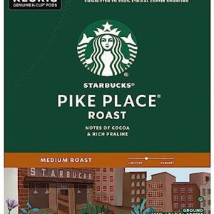 Starbucks K-Cup Coffee Pods—Dark Roast Coffee—Roast for Keurig Brewers—100% Arabica— Essentially for Southern Basics (Pike Place)