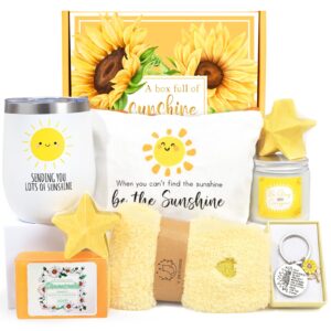 get well soon gift baskets for women, 9pcs care package for women, after surgery recovery gifts for women, feel better gifts thinking of you gifts - sending you sunshine box for sick friend