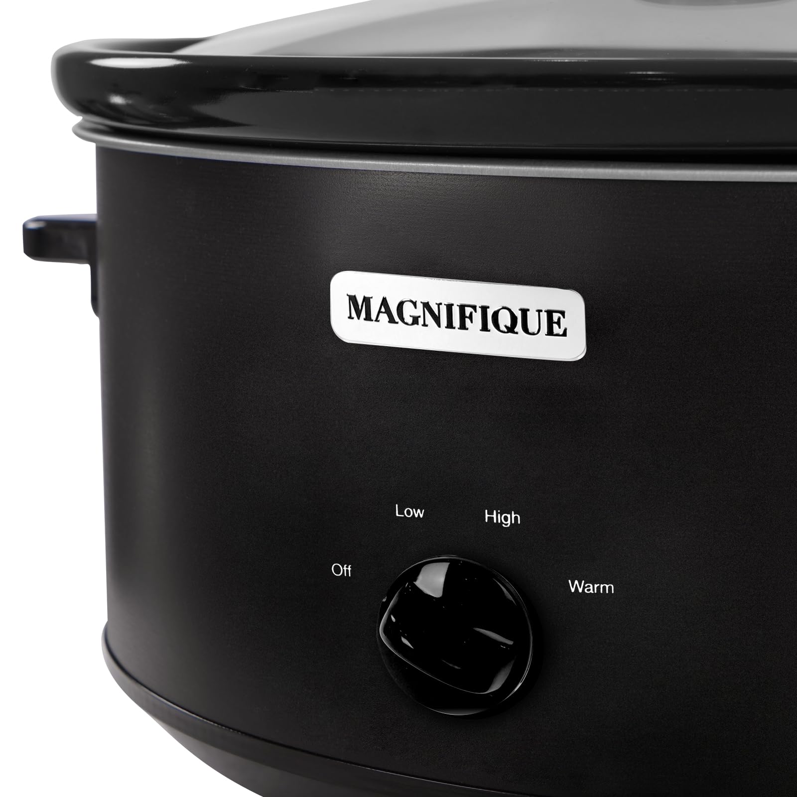 Magnifique 7 Quart Slow Cooker Oval Manual Pot Food Warmer with 3 Cooking Settings, Black Stainless Steel