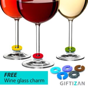 GIFTIZAN - Coasters Set of 8 - Coasters for Drinks Absorbent - Wine Charms for Stem Glasses - 100% Recyclable Premium Felt - with Metal Coaster Holder - House Warming Gifts (Chevron)