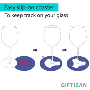 GIFTIZAN - Coasters Set of 8 - Coasters for Drinks Absorbent - Wine Charms for Stem Glasses - 100% Recyclable Premium Felt - with Metal Coaster Holder - House Warming Gifts (Chevron)