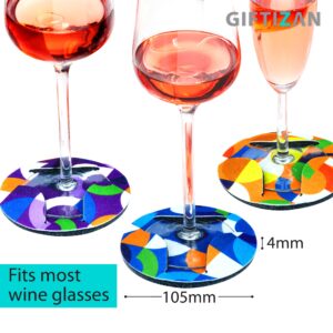 GIFTIZAN - Coasters Set of 8 - Coasters for Drinks Absorbent - Wine Charms for Stem Glasses - 100% Recyclable Premium Felt - with Metal Coaster Holder - House Warming Gifts (Chevron)