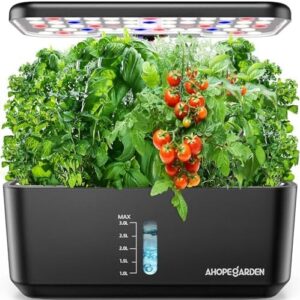 indoor garden hydroponics growing system: 10 pods plant germination kit aeroponic herb vegetable growth lamp countertop with led grow light - hydrophonic planter grower harvest veggie lettuce, black